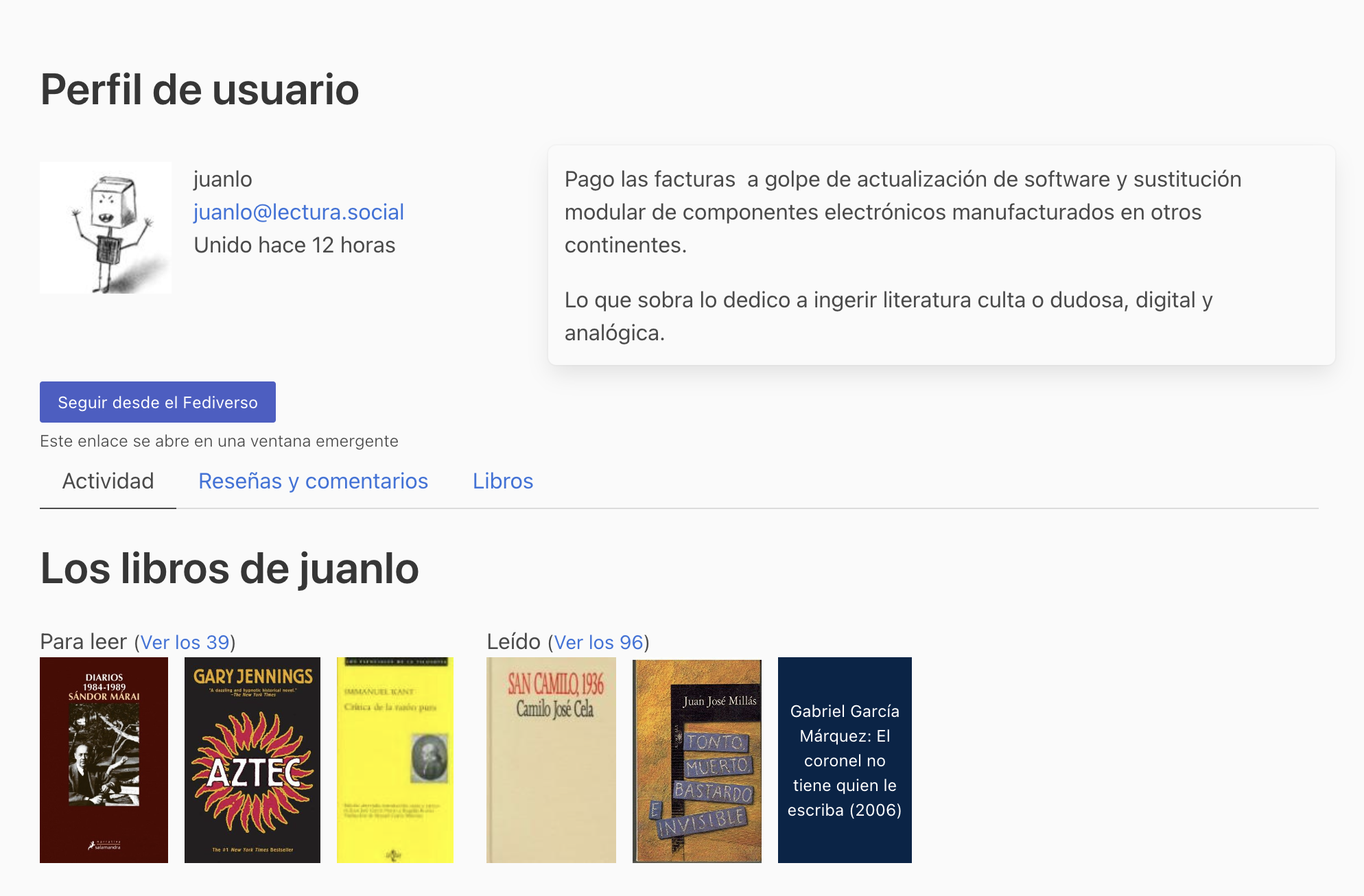 Perfil de juanlo en Escritura Social