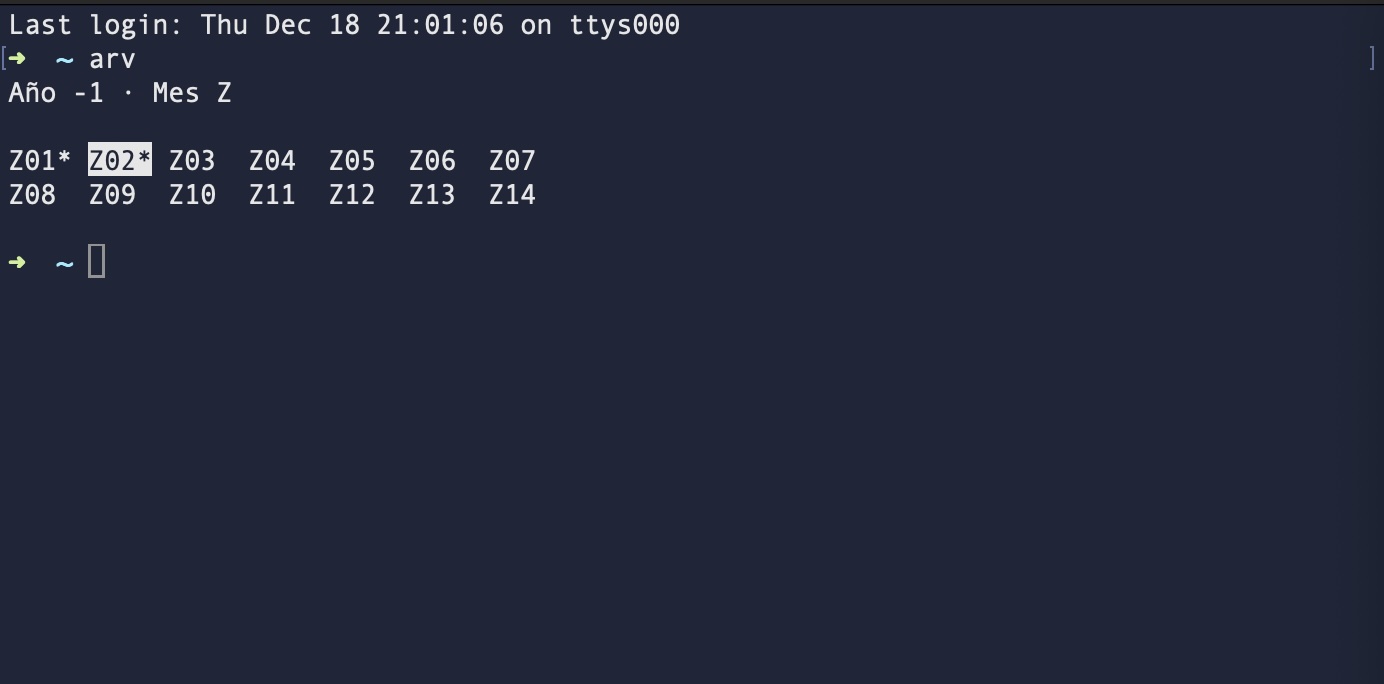 Invocando arv en terminal
